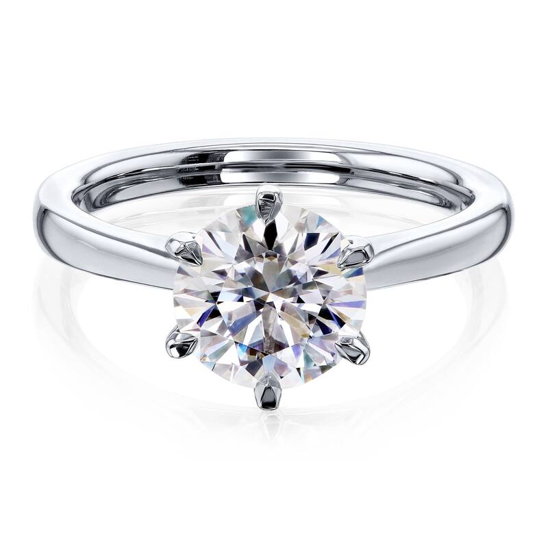 Kobelli 1.90 Carat Moissanite 14k Solid Gold Round Solitaire 6-Prong Tower Taper Comfort Fit Tokyo Ring