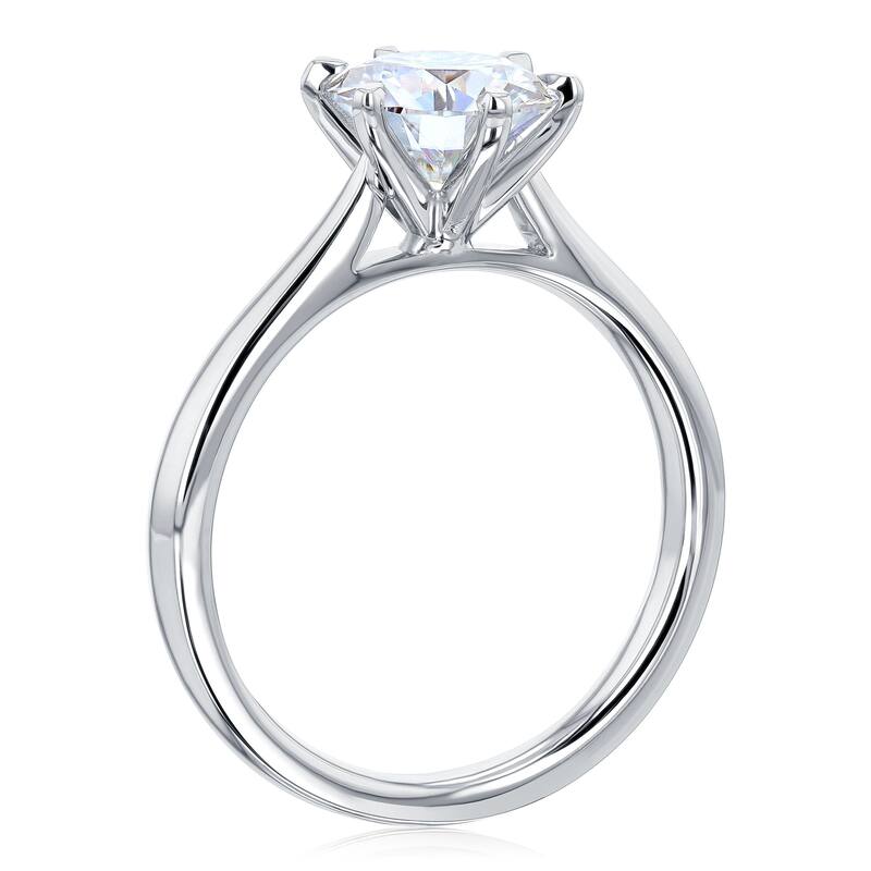 Kobelli 1.90 Carat Moissanite 14k Solid Gold Round Solitaire 6-Prong Tower Taper Comfort Fit Tokyo Ring