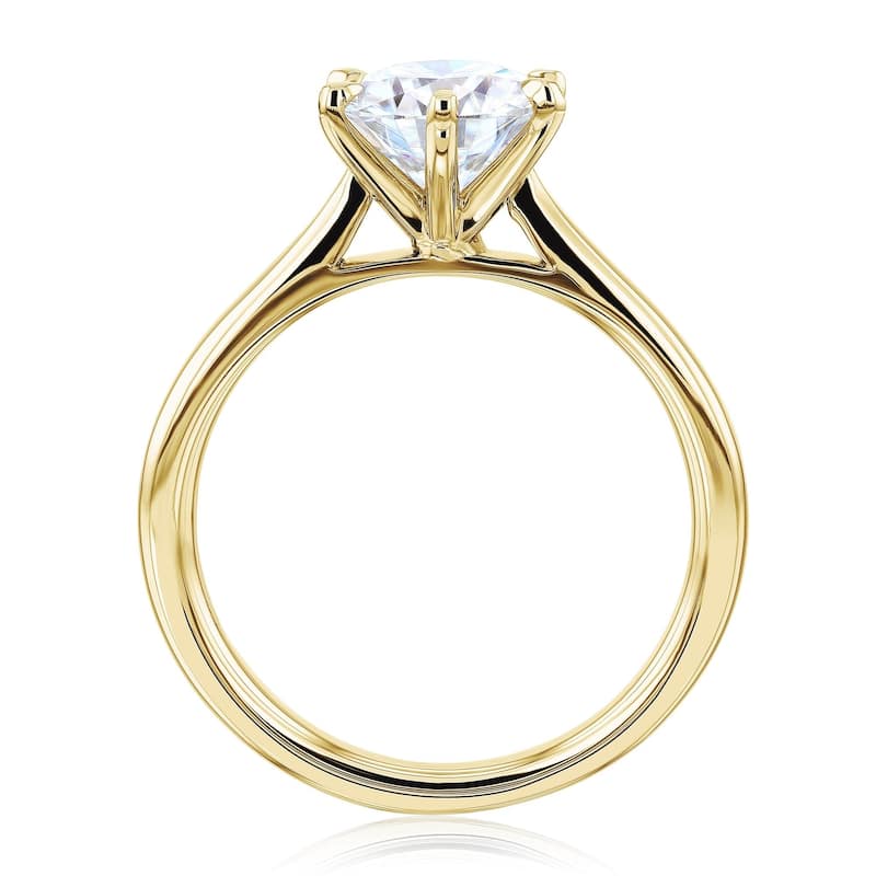 Kobelli 1.90 Carat Moissanite 14k Solid Gold Round Solitaire 6-Prong Tower Taper Comfort Fit Tokyo Ring