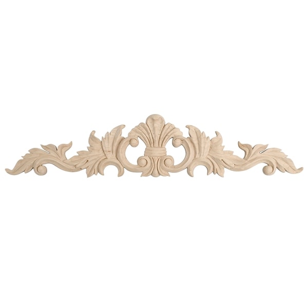 2-5/8 in. x 12 in. x 3/8 in. Unfinished Hand Carved North American Solid Hard Maple Wood Onlay Acanthus Wood Applique
