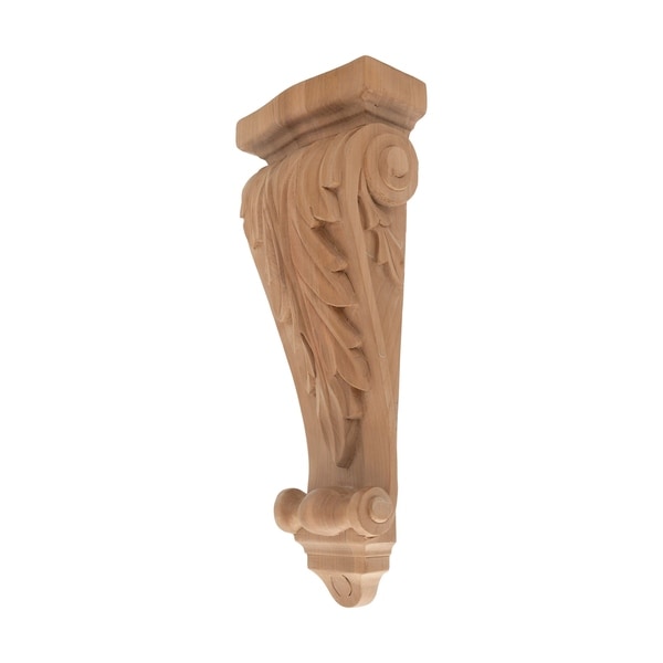 11-1/4 in. x 4-3/8 in. x 2-1/4 in. Unfinished Small Hand Carved North American Solid Cherry Acanthus Leaf Wood Corbel
