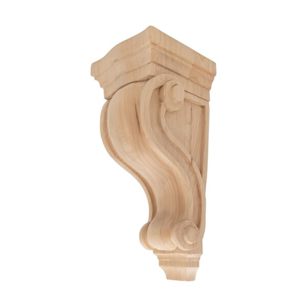 12-1/2 in. x 5-3/8 in. x 5-5/8 in. Unfinished Large North American Solid Alder Classic Traditional Plain Wood Corbel