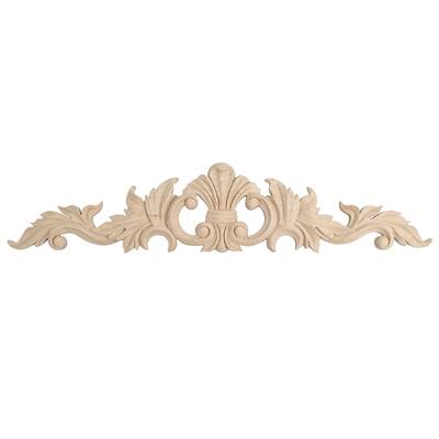 6-1/2 in. x 30 in. x 3/4 in. Unfinished Hand Carved North American Solid Hard Maple Wood Onlay Acanthus Wood Applique