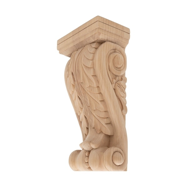 9-1/8 in. x 4-5/8 in. x 2-3/4 in. Unfinished Large Hand Carved North American Solid Alder Acanthus Leaf Corbel