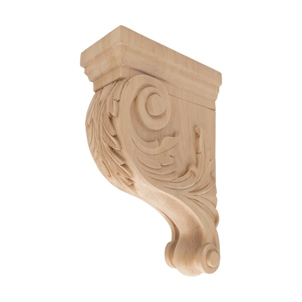 13 in. x 4 in. x 8-1/2 in. Unfinished Large Hand Carved North American Solid Alder Acanthus Leaf Wood