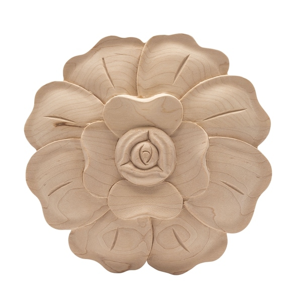 6-1/2 in. x 1 in. Unfinished X-Large Hand Carved North American Solid Hard Maple Wood Onlay Rose Wood Applique