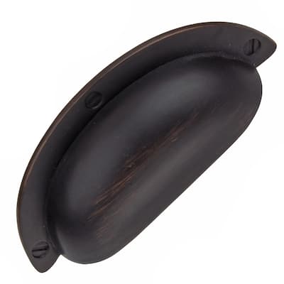 GlideRite 5 Pack 2-1/2 in. Center Oil Rubbed Bronze Classic Bin Pull Cabinet Cup Handles - Oil Rubbed Bronze
