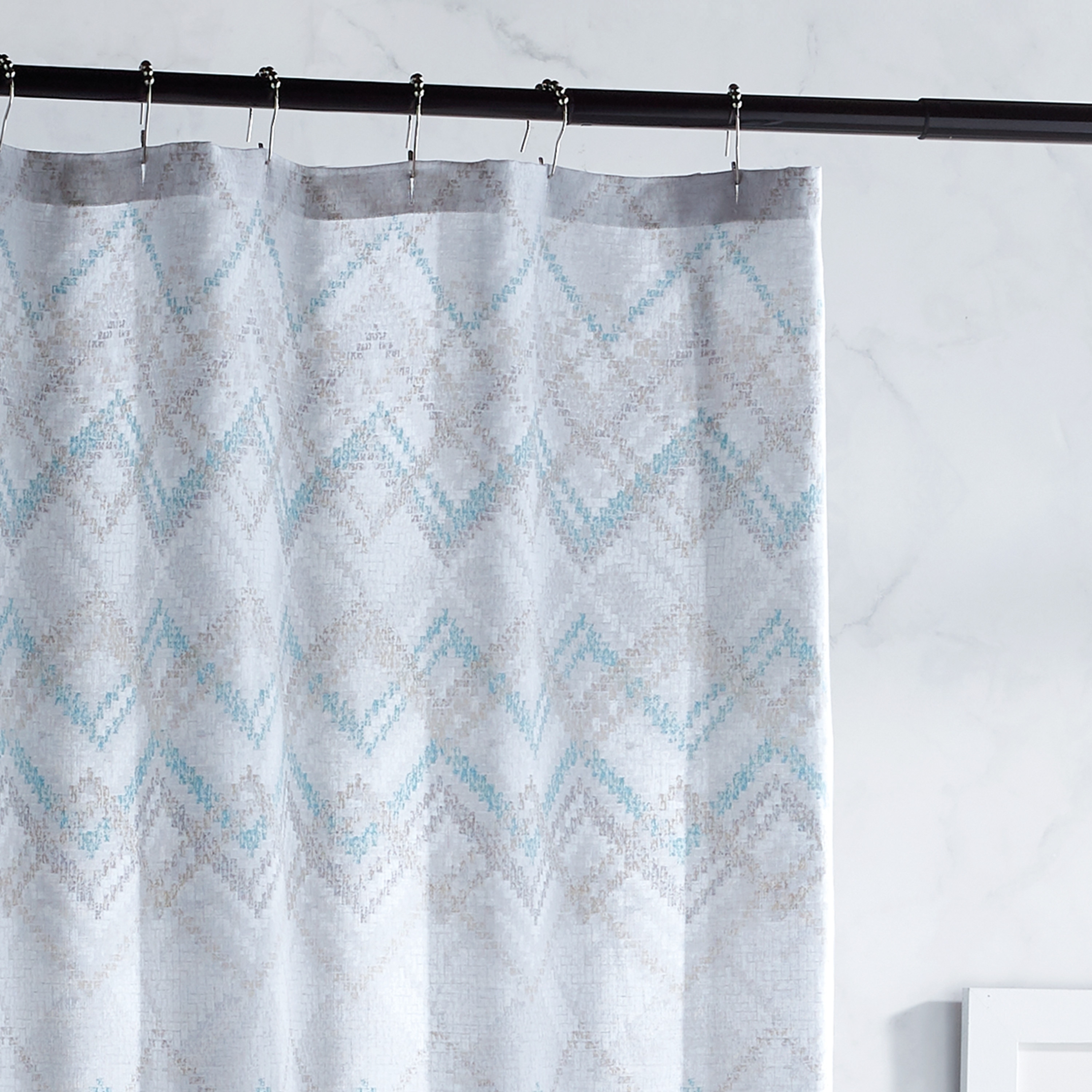 blue chevron shower curtain