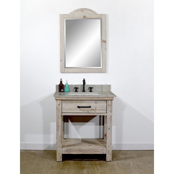 30"Rustic Solid Fir Single Sink Bathroom Vanity -No Faucet