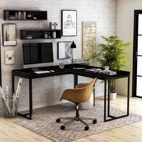 Shop Furniture Of America Magnus Rustic Black L Shape Desk With