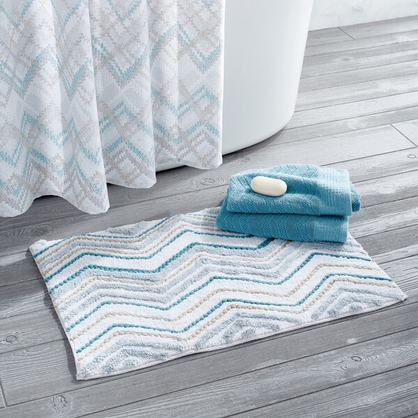 Avanti Seabreeze Sea Blue and Green 20 x 30 Tufted Cotton Bath Rug 13845JMUL