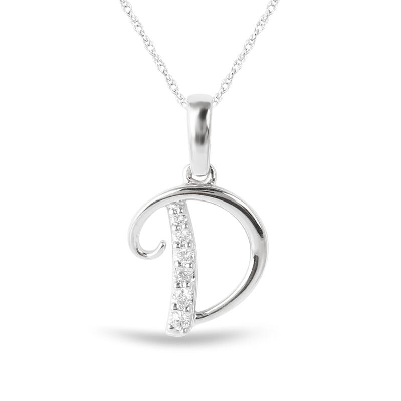 1/20ct TDW Diamond Alphabet Pendant Necklace in Silver with Gold Plating by De Couer - D - White