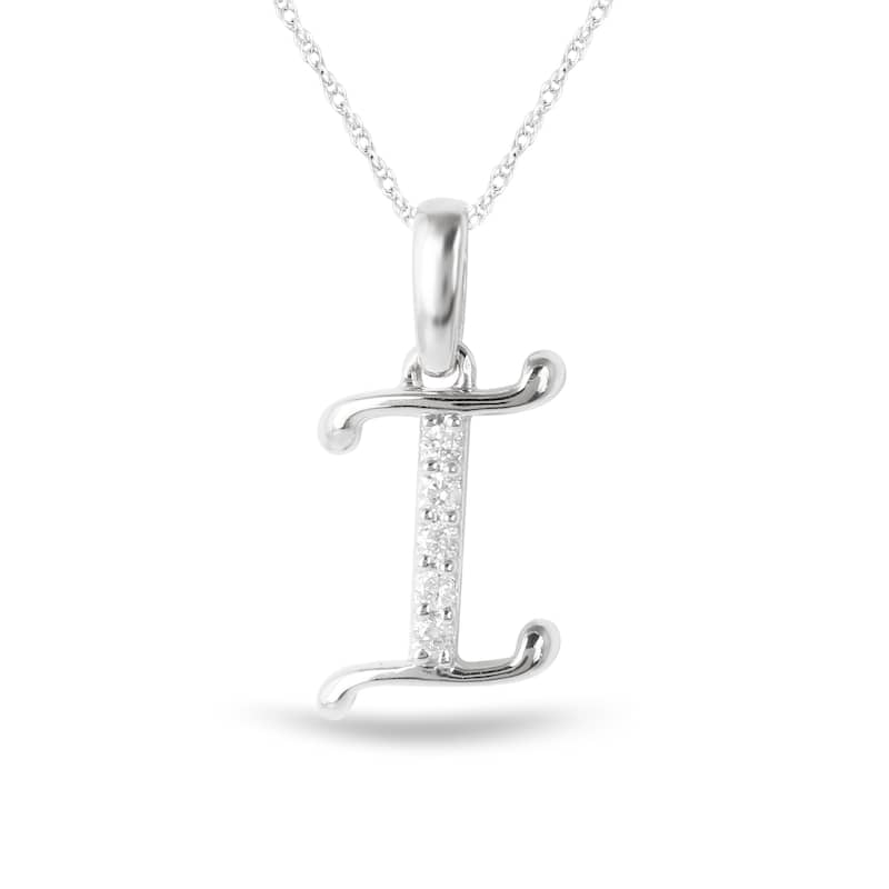 1/20ct TDW Diamond Alphabet Pendant Necklace in Silver with Gold Plating by De Couer - I - White