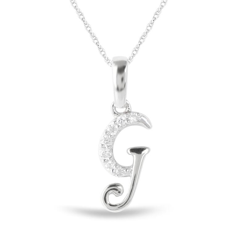1/20ct TDW Diamond Alphabet Pendant Necklace in Silver with Gold Plating by De Couer - G - White