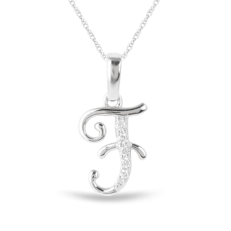 1/20ct TDW Diamond Alphabet Pendant Necklace in Silver with Gold Plating by De Couer - F - White