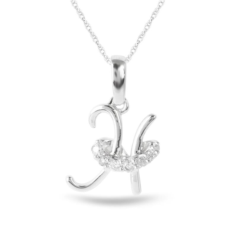 1/20ct TDW Diamond Alphabet Pendant Necklace in Silver with Gold Plating by De Couer - H - White