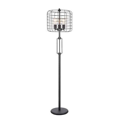 Carbon Loft Ayers Metal Base Caged Shade Lamp with Open Design and Circular Base