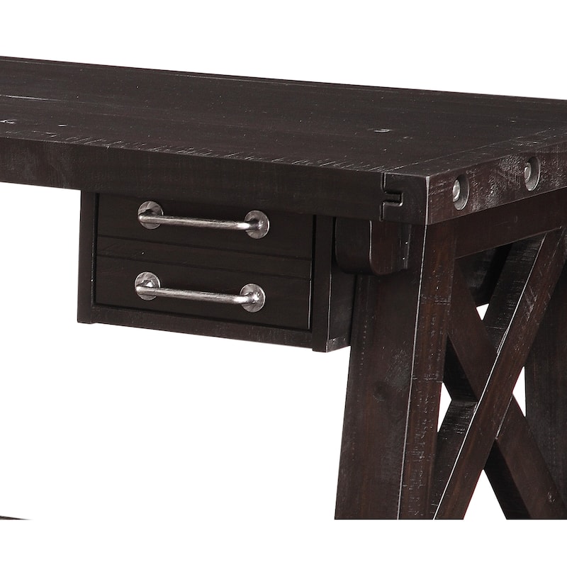 Wooden Desk with Sleek Drawer Storage and Crossed Side Bracing , Brown