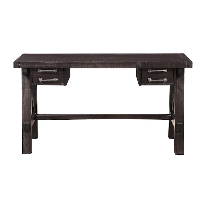 Wooden Desk with Sleek Drawer Storage and Crossed Side Bracing , Brown