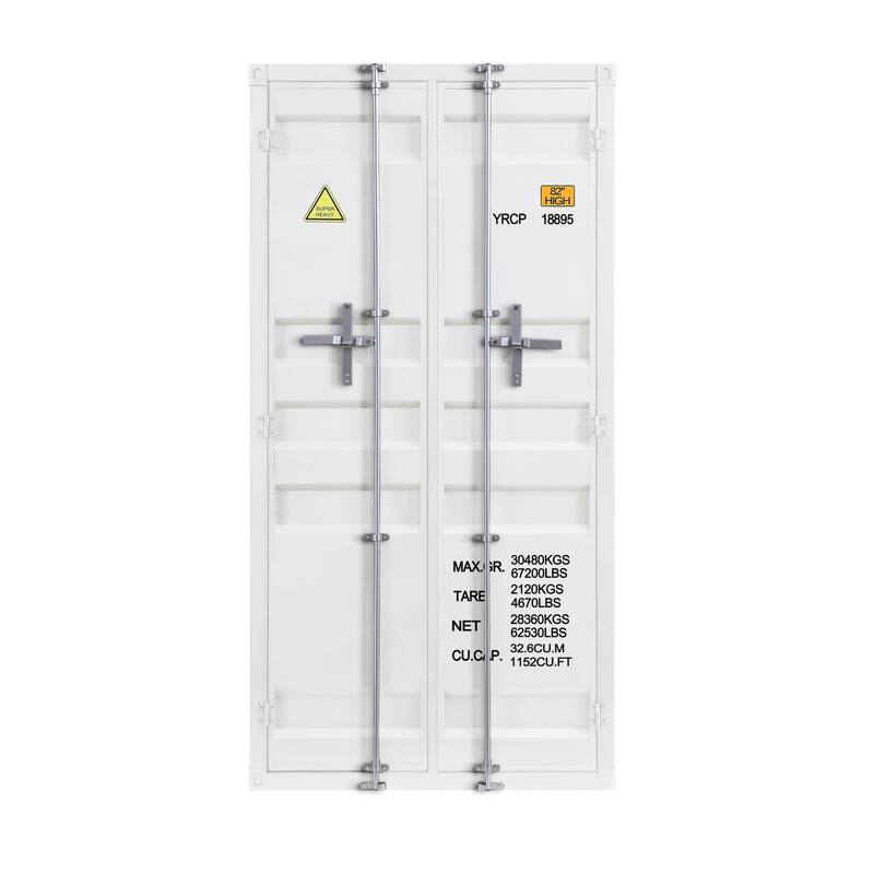 Double Door Storage Wardrobe with Recessed Panels and Cremone Bolts, White