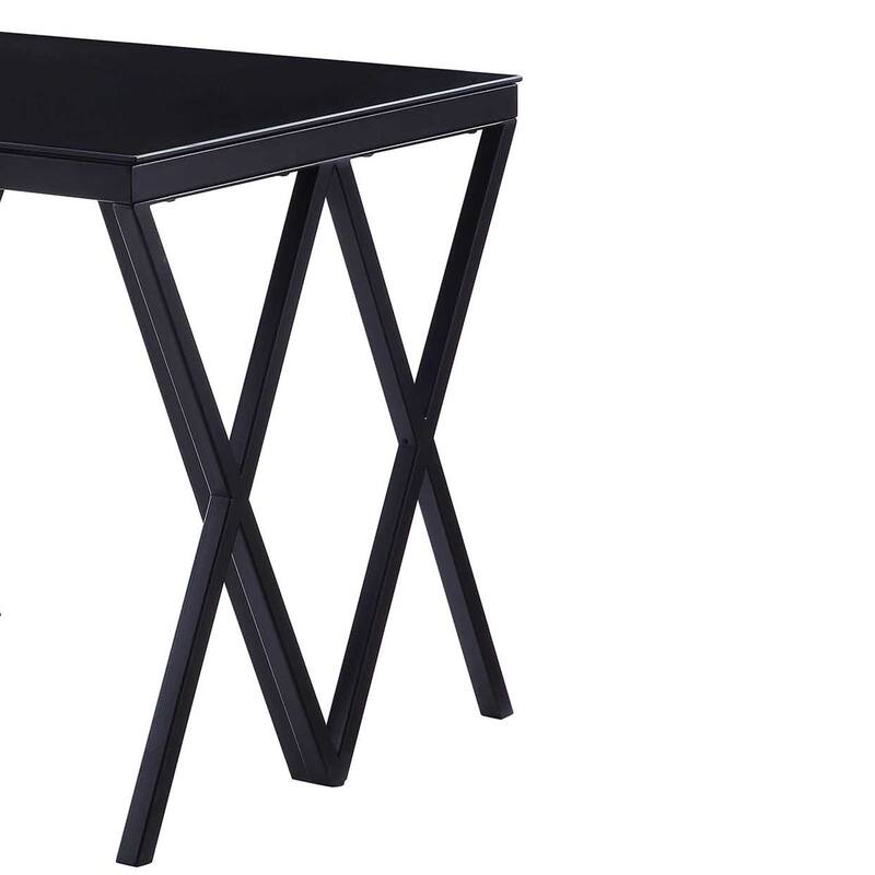 Contemporary Style Metal End Table with Geometric Base, Black