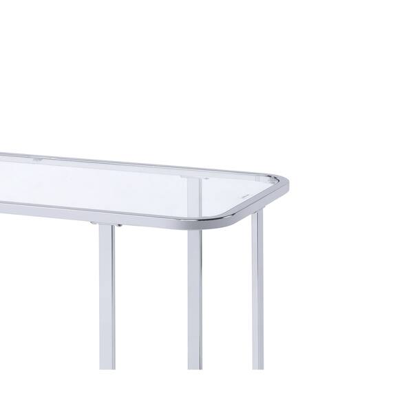 Contemporary Metal Sofa Table with Glass Top, Silver and Clear - Bed ...