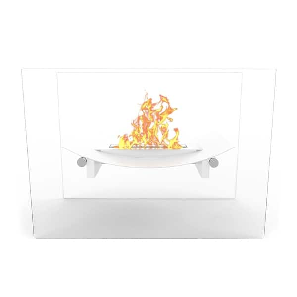 Shop Moda Flame White Bow Ventless Free Standing Bio Ethanol