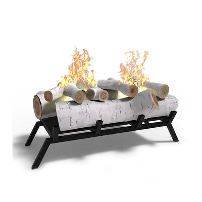 Moda Flame 18" Ethanol Fireplace Grate Log Set with Burner Insert for Easy Conversion from Wood Burning Fireplace Insert (Birch)