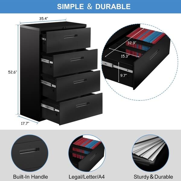 Shop Merax 4 Drawers Lateral File Cabinet With Lock On Sale Overstock 30646821