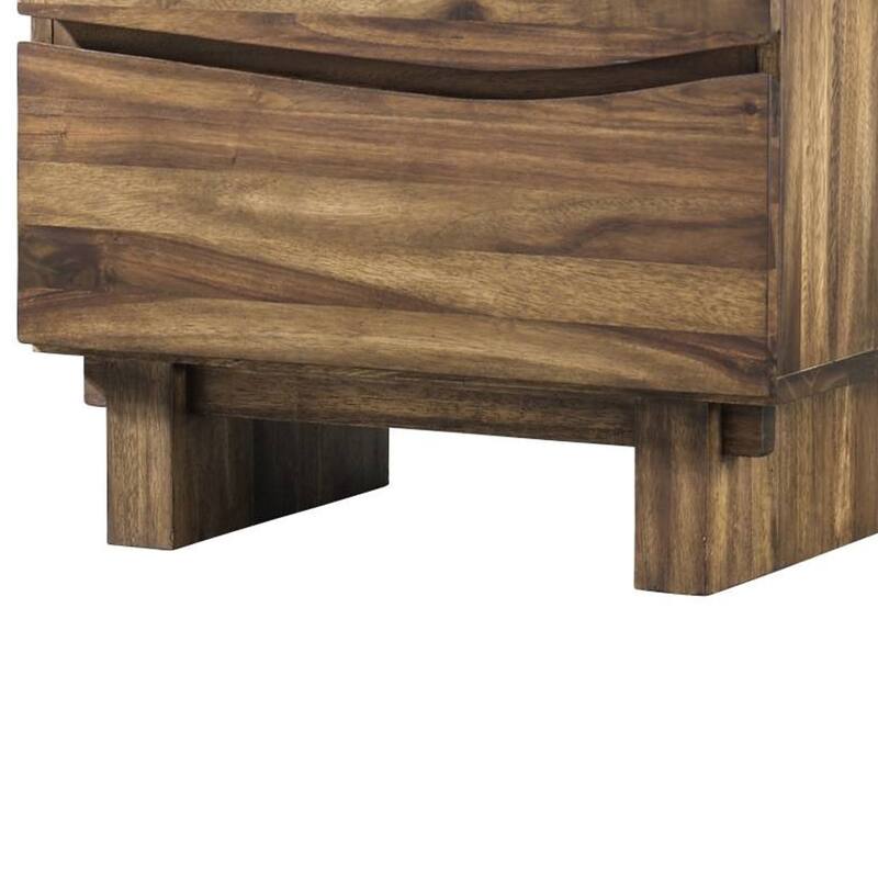 Wooden Nightstand with Two Drawers, Brown