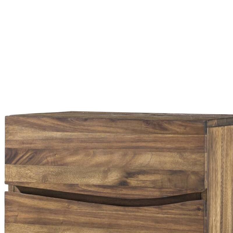 Wooden Nightstand with Two Drawers, Brown