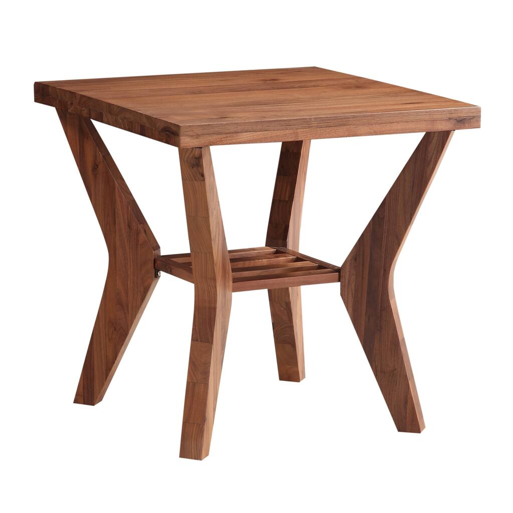Walnut Wood End Table with Legs, Brown