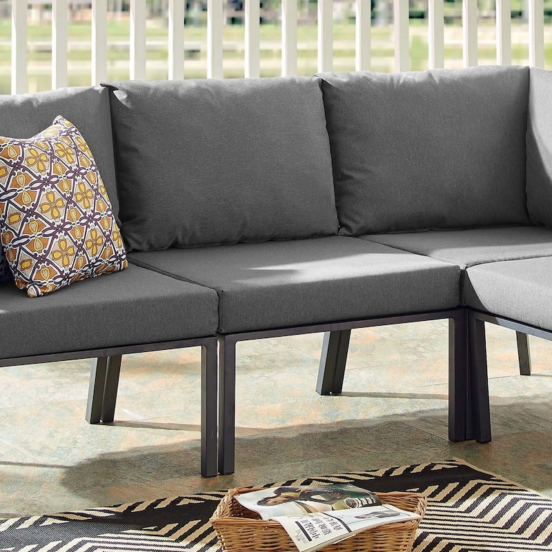 Riverside Outdoor Patio Aluminum Armless Chair - Gray Charcoal