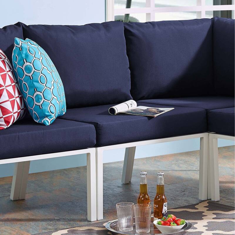 Riverside Outdoor Patio Aluminum Armless Chair - White Navy