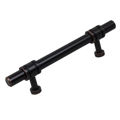 GlideRite 5 Pack 3-3/4 in. CC Oil Rubbed Bronze Solid Barrel Bar Pulls - Oil Rubbed Bronze