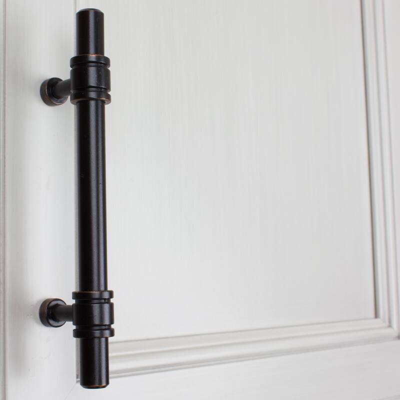 GlideRite 5 Pack 3-3/4 in. CC Oil Rubbed Bronze Solid Barrel Bar Pulls - Oil Rubbed Bronze