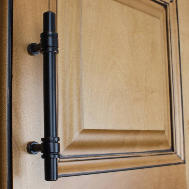 GlideRite 5 Pack 3-3/4 in. CC Oil Rubbed Bronze Solid Barrel Bar Pulls - Oil Rubbed Bronze