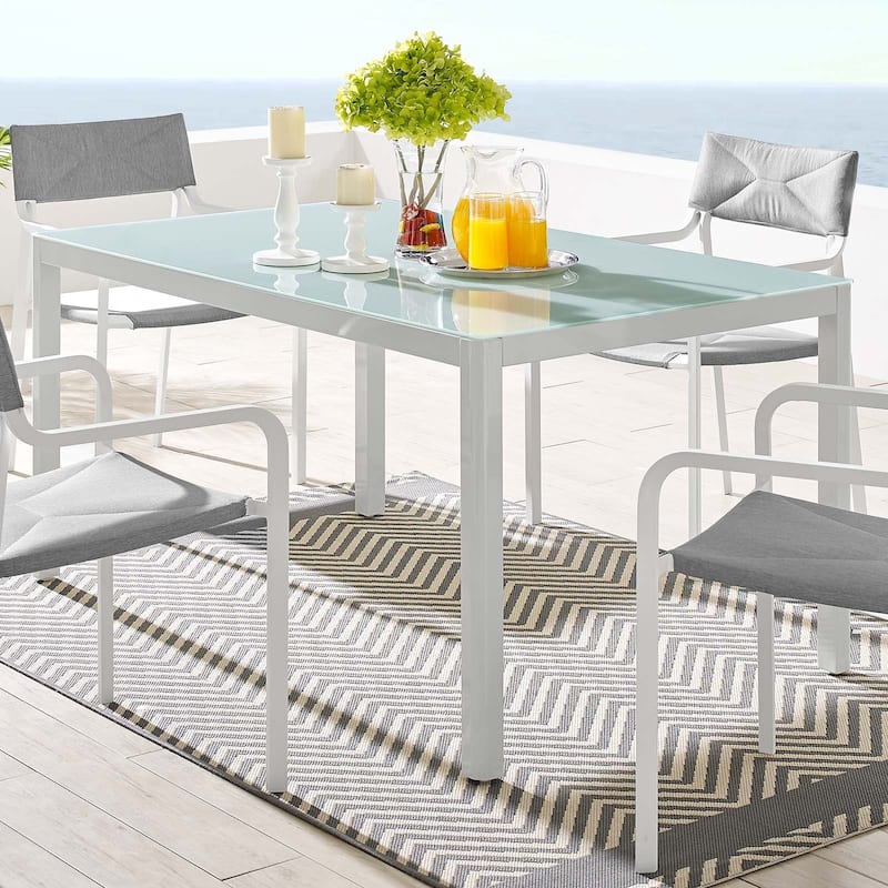 Raleigh 59" Outdoor Patio Aluminum Dining Table - White