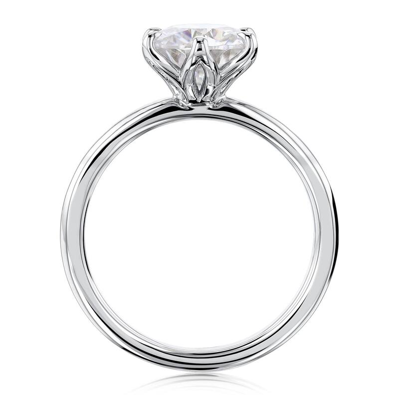 Kobelli 1.50 Carat Moissanite 14k Solid Gold Round Solitaire 6-Prong Tulip Comfort Fit Plain Bands Kyoto 2pc Bridal Set