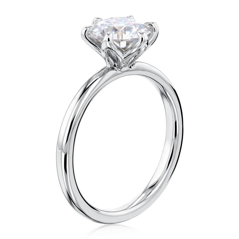 Kobelli 1.50 Carat Moissanite 14k Solid Gold Round Solitaire 6-Prong Tulip Comfort Fit Plain Bands Kyoto 2pc Bridal Set