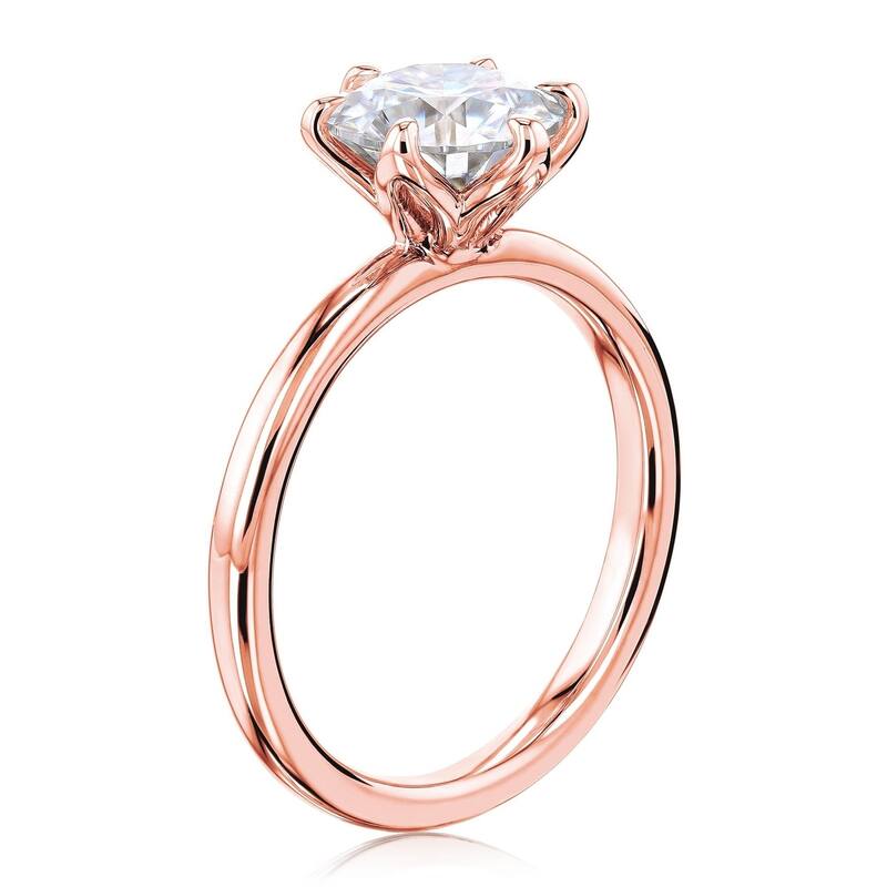 Kobelli 1.50 Carat Moissanite 14k Solid Gold Round Solitaire 6-Prong Tulip Comfort Fit Plain Bands Kyoto 2pc Bridal Set