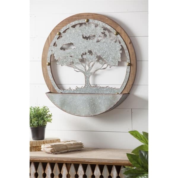 Tree Of Life Round Wood And Metal Wall Décor Overstock 30648773