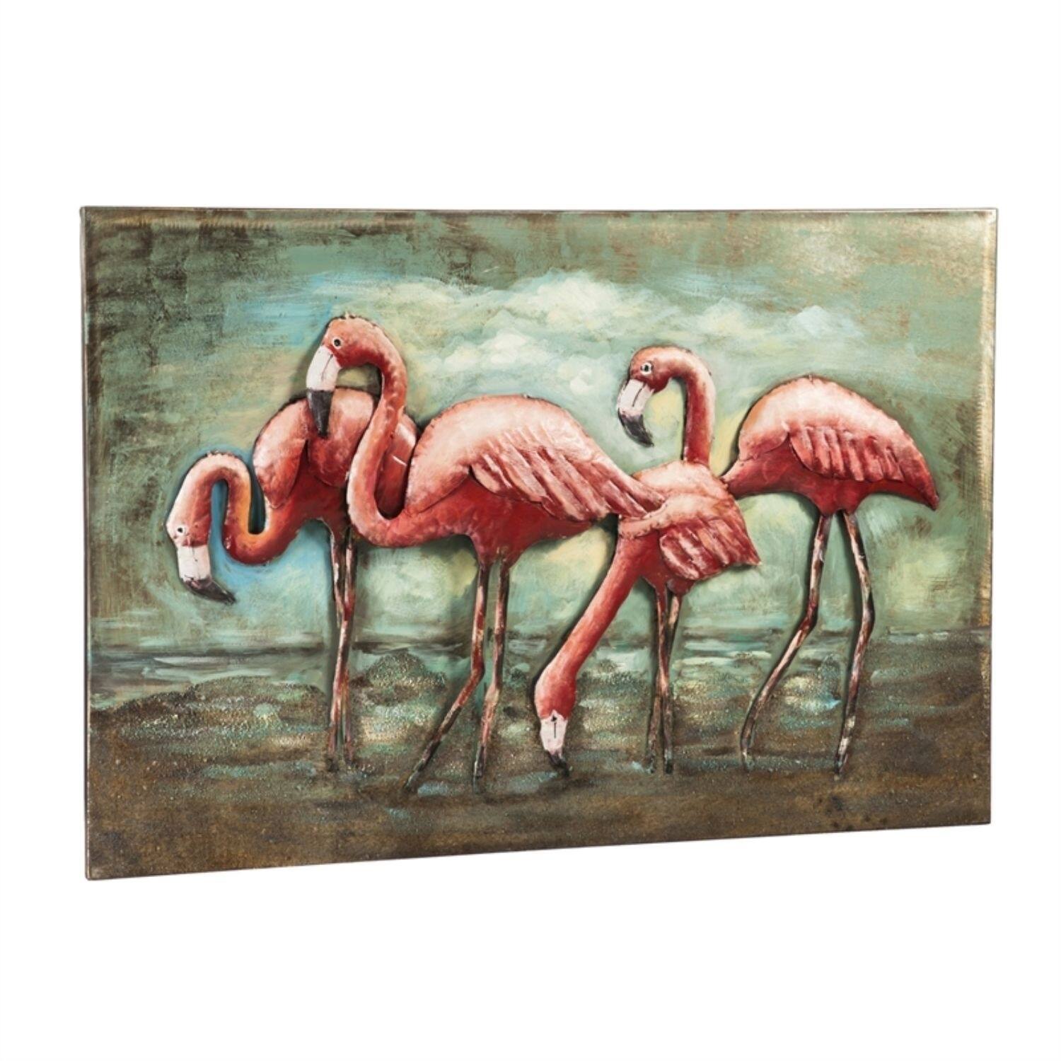 24 X 35 Flamingo Handcrafted 3d Metal Wall Decor Overstock 30648777