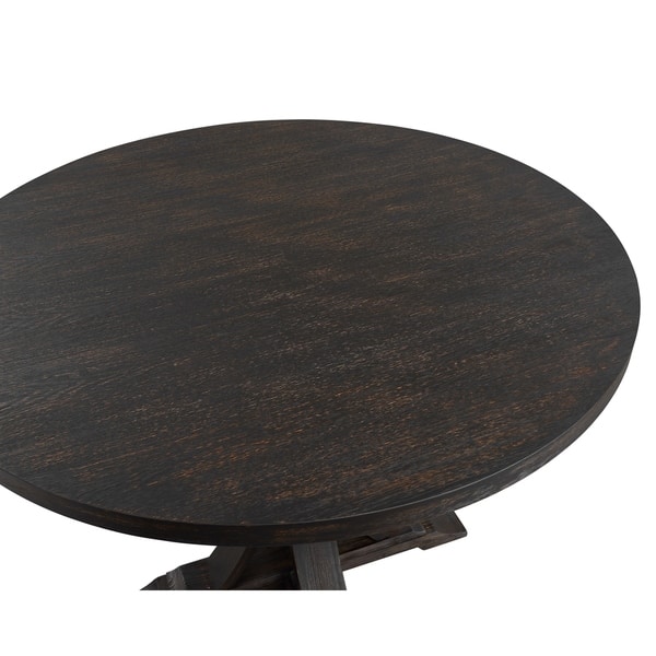 Siena Distressed Black Finish Round Pedestal Dining Table Round Pedestal Dining Table