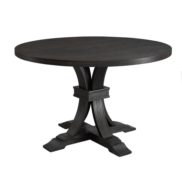 Shop Siena Distressed Black Finish Round Pedestal Dining Table