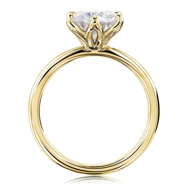 Annello by Kobelli 14k Gold 1.5 Carat Round Forever One Moissanite Solitaire 6-Prong Floating Comfort Fit Bridal Set (DEF/VS)