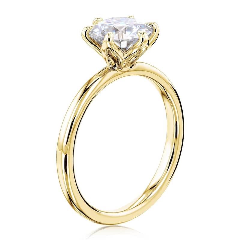 Annello by Kobelli 14k Gold 1.5 Carat Round Forever One Moissanite Solitaire 6-Prong Floating Comfort Fit Bridal Set (DEF/VS)