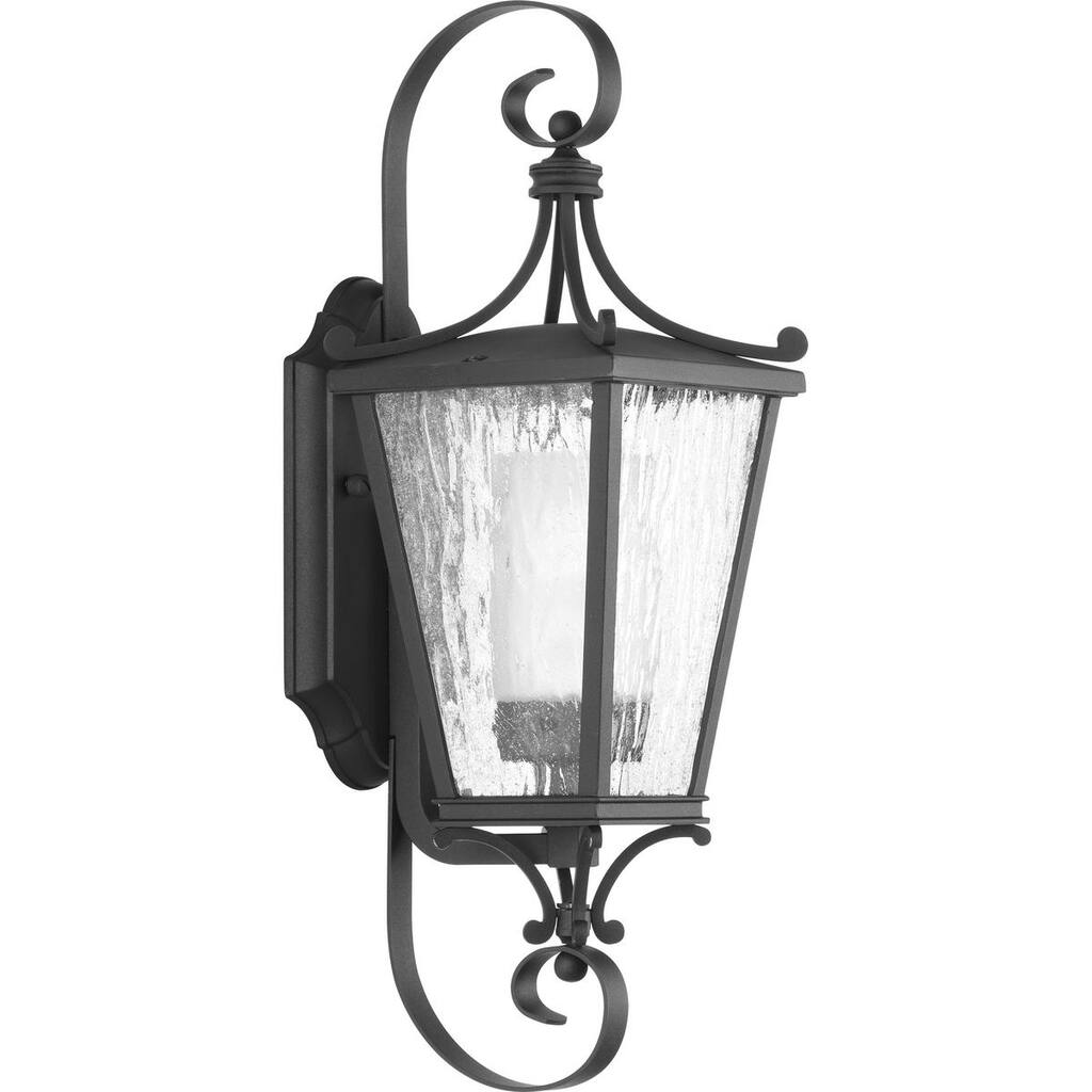 Cadence 1-Light Black Luxe Outdoor Wall Lantern Light - 16.530" x 9.450" x 8.260"
