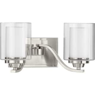 Kene Collection 2-Light Brushed Nickel Clear Glass Craftsman Bath Vanity Light