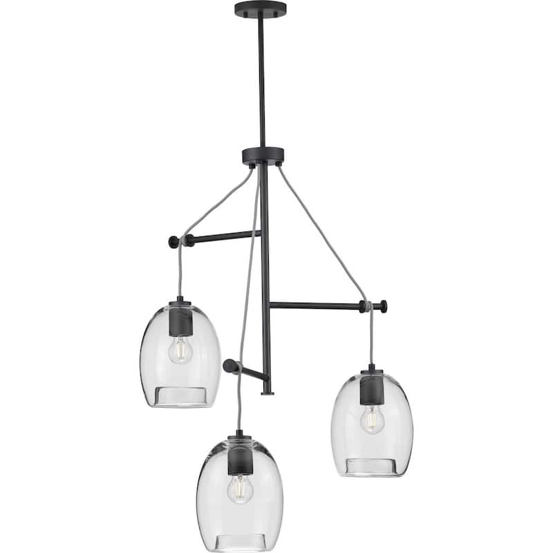 Caisson Collection Graphite Three-Light Pendant - 11.800" x 28.500" x 19.000"